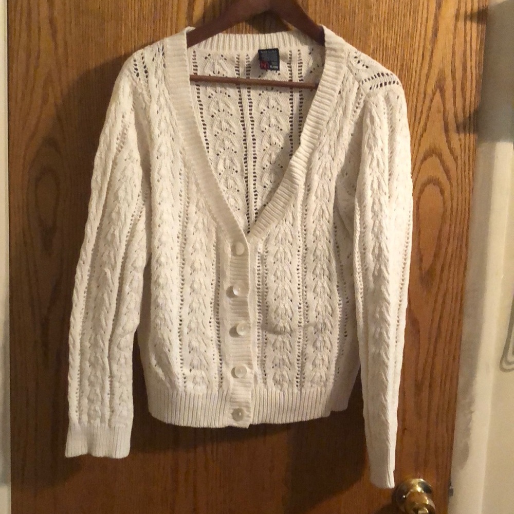 White XL Nautica button up knit cardigan